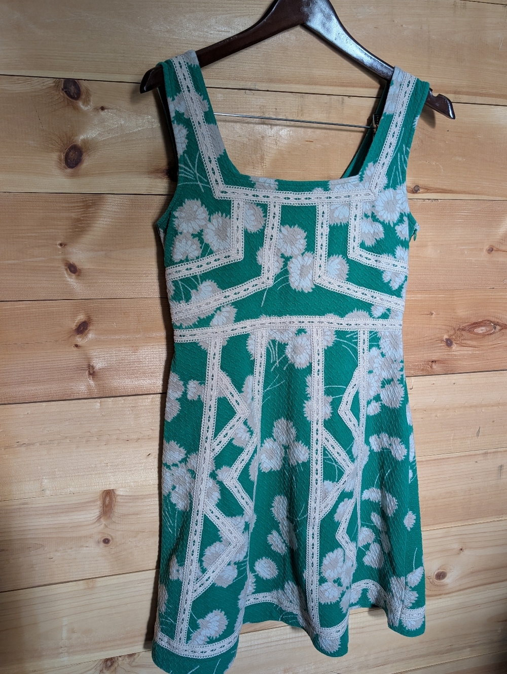 Anthropologie Maeve Emma Green and Cream Floral Dress , Size 6 - Picture 4 of 4